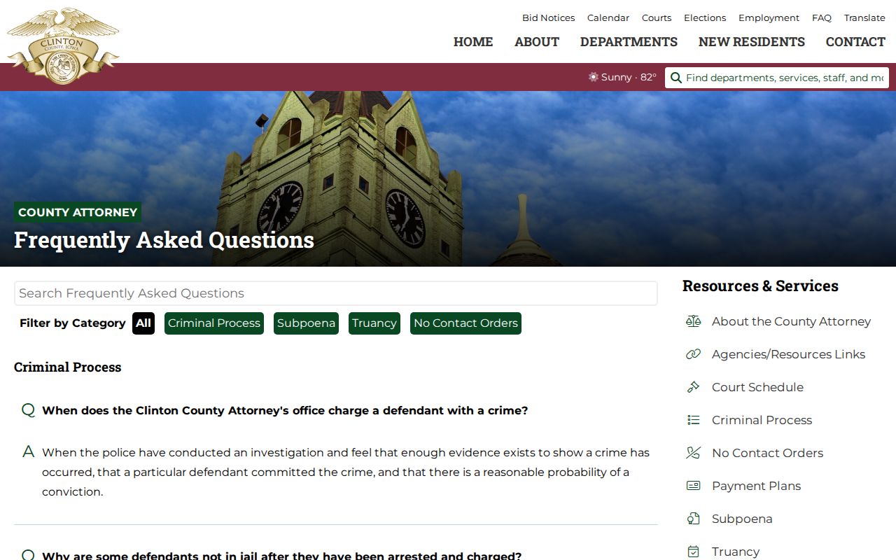 Clinton County Attorney FAQ about confidential new-charge warrants