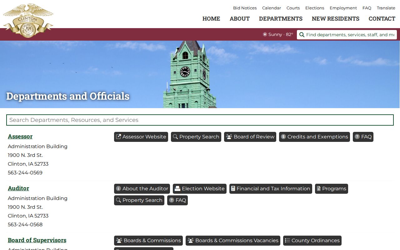 Clinton County departments directory for court and law-enforcement routes