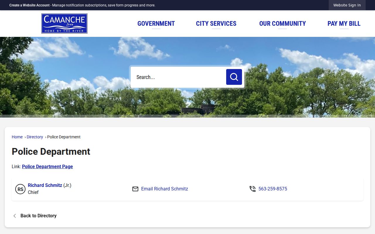 Camanche warrant search police department directory