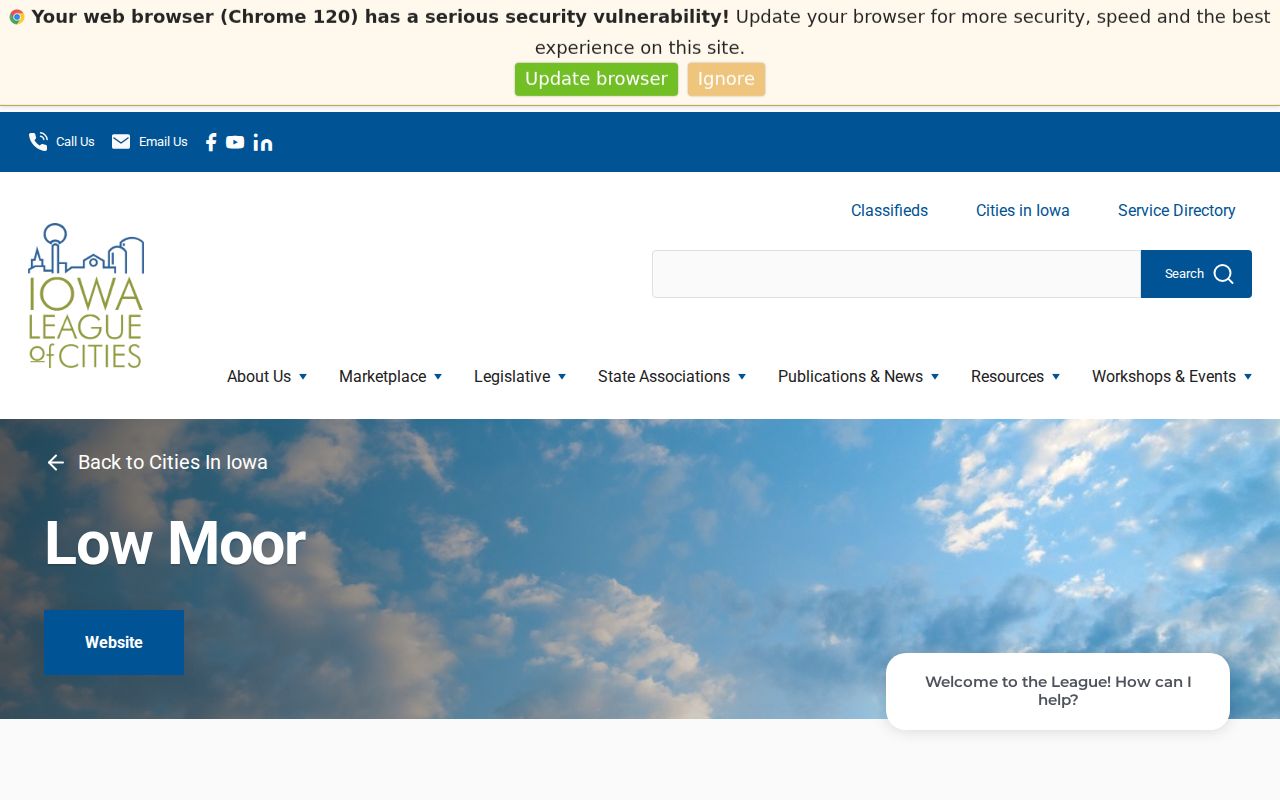 Iowa League of Cities directory contact information for Low Moor
